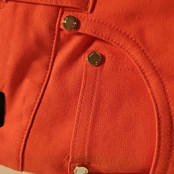 Vibrant Orange Cropped Jeans for Women - Picture 5 of 13